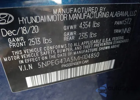 2021 Hyundai Sonata Se z USA, uszkodzony, nr VIN 5NPEG4JA5MH104850